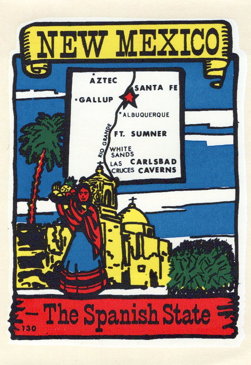 (image for) New Mexico (2) The Spanish State Vintage Vacation Sticker